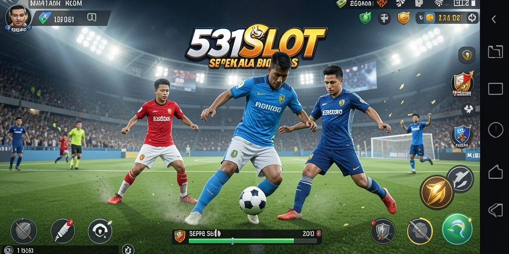 Tampilan gameplay 531SLOT dengan aksi pertandingan sepak bola yang dinamis.