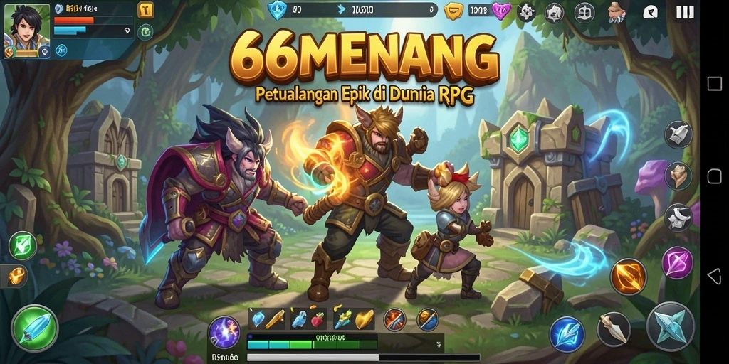 Tampilan menyenangkan dari gameplay <strong>66MENANG</strong> dengan karakter yang beraksi.