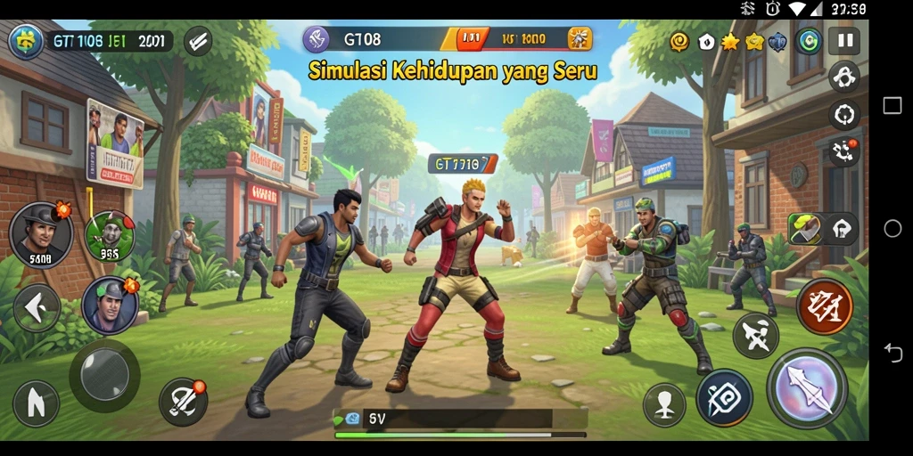 Tampilan gameplay menarik dari GT108 yang menunjukkan interaksi karakter.