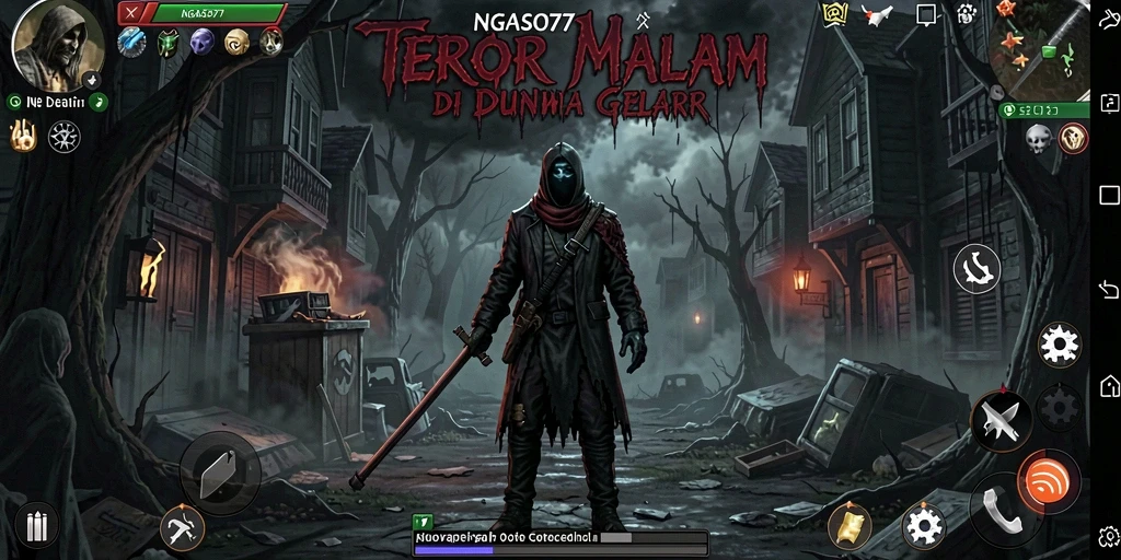 Tampilan gameplay menyeramkan dengan suasana gelap dan misterius.
